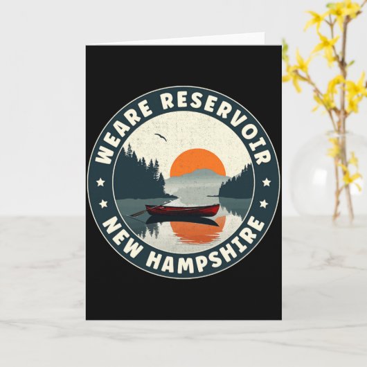 Weare Reservoir New Hampshire Sunset T Shirt  Kaart (Gele Bloem)