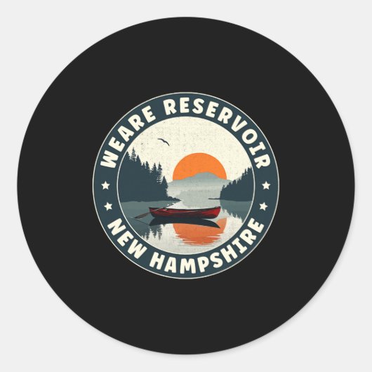 Weare Reservoir New Hampshire Sunset T Shirt Ronde Sticker (Voorkant)