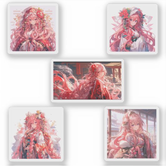 wearing Kimono, cute anime girls Sticker (Voorkant)