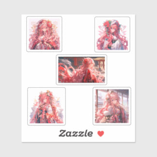 wearing Kimono, cute anime girls Sticker