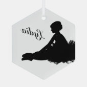 Weary Ballerina Personalized w Name Glas Ornament (Achterkant)