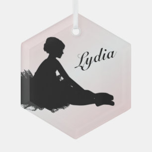 Weary Ballerina Personalized w Name Pink Glas Ornament