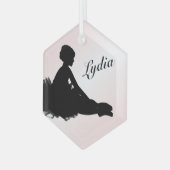 Weary Ballerina Personalized w Name Pink Glas Ornament (Voorkant links)