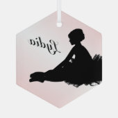 Weary Ballerina Personalized w Name Pink Glas Ornament (Achterkant)