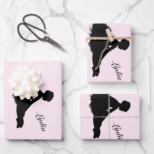Weary Ballerina Personalized w Name Pink Inpakpapier Vel (Voorkant)