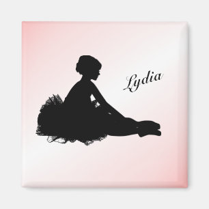Weary Ballerina Personalized w Name Pink Magneet