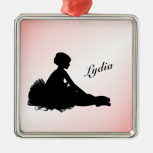 Weary Ballerina Personalized w Name Pink Metalen Ornament