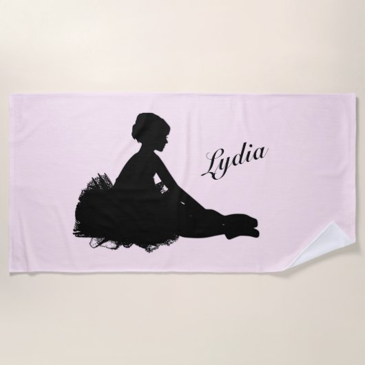 Weary Ballerina Personalized w Name Pink Strandlaken (Voorkant)