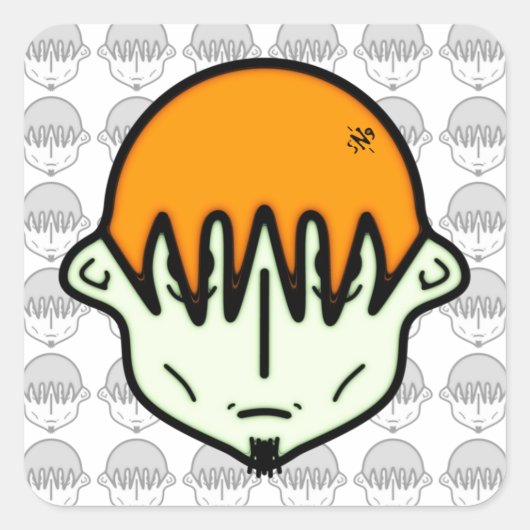 Weary greenish guy met goatee v2 vierkante sticker (Voorkant)