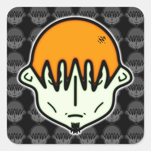 Weary greenish guy met goatee v3 vierkante sticker (Voorkant)