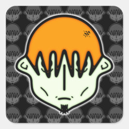 Weary greenish guy met goatee v3 vierkante sticker