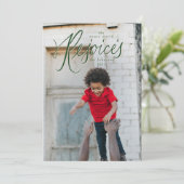 Weary World is blij met de groene kerstfotokaart Kaart (Staand voorkant)