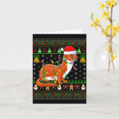 Weasel Christmas Lights Funny Santa Ugly Sweaters  Kaart (Gele Bloem)