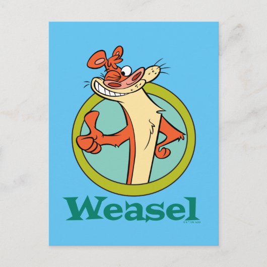 Weasel duikt op teken grafisch briefkaart (Voorkant)