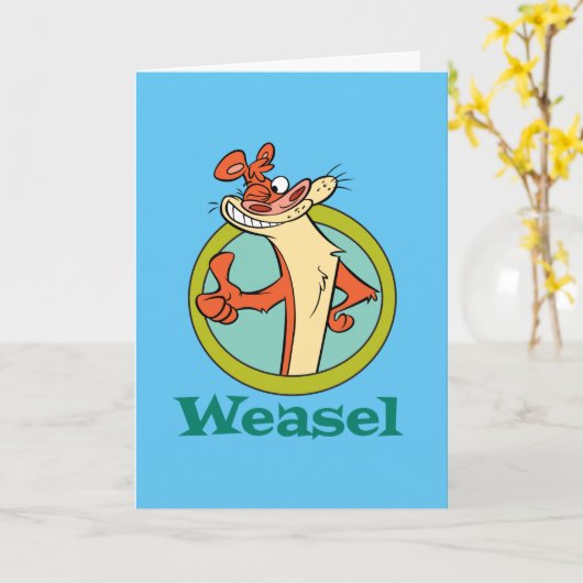 Weasel duikt op teken grafisch kaart (Gele Bloem)