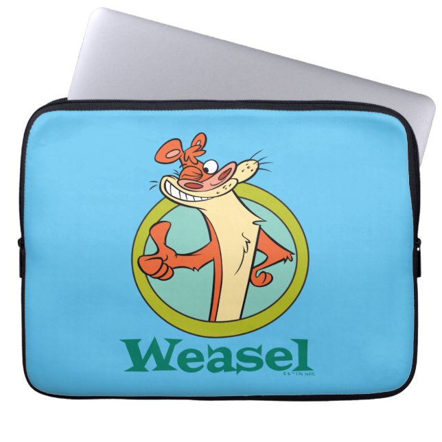 Weasel duikt op teken grafisch laptop sleeve (Voorkant)