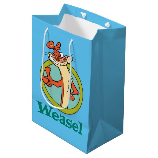 Weasel duikt op teken grafisch medium cadeauzakje (Voorkant Gekanteld)