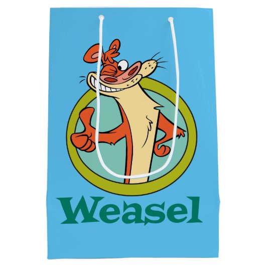 Weasel duikt op teken grafisch medium cadeauzakje (Achterkant)