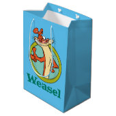 Weasel duikt op teken grafisch medium cadeauzakje (Achterkant Gekanteld)