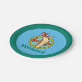 Weasel duikt op teken grafisch papieren bordje (Gekanteld)