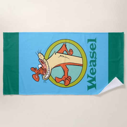 Weasel duikt op teken grafisch strandlaken (Voorkant)