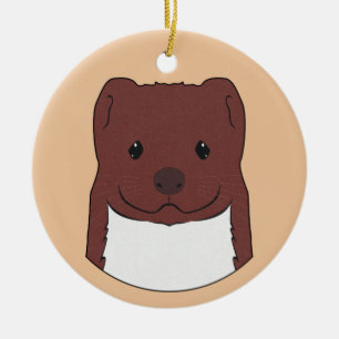Weasel Face Keramisch Ornament