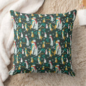 Weasel hugs Christmas pattern teal Kussen (Deken)