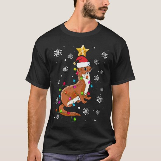 Weasel Lighting Xmas Tree Matching Weasel Christma T-shirt (Voorkant)