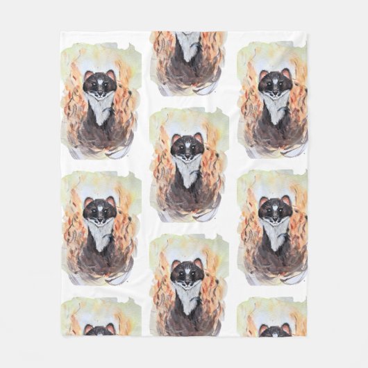 Weasel Magic Humor Totem Harmony Waterverf Mysti Fleece Deken (Voorkant)