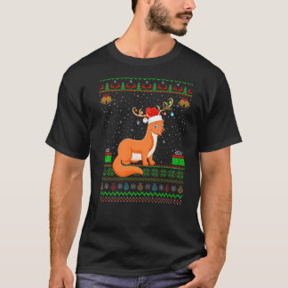 Weasel Santa Hat Matching Ugly Weasel Kerstmis T-shirt