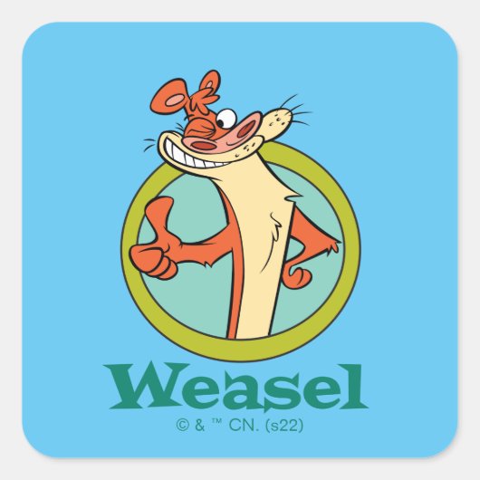 Weasel Thumbs Up Character Graphic Vierkante Sticker (Voorkant)