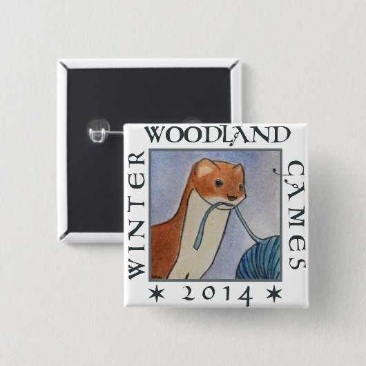 weasel winterbebodspelen 2014 vierkante button 5,1 cm (Voorkant /achterkant)