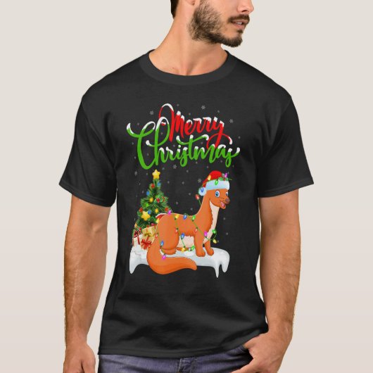 Weasel Xmas Decorations Santa Weasel Christmas T-shirt (Voorkant)