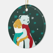 Weaselknuffels in Blauwgroen kerstmis Keramisch Ornament (Links)