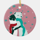 Weaseltangen met Kerstmis in Roze Keramisch Ornament (Voorkant)