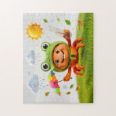 Weather Crab Measuring Climate With Rainbow Umbrel Legpuzzel (Verticaal)