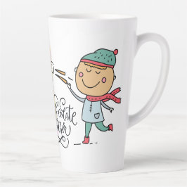 Weather met warme chocolade latte mok