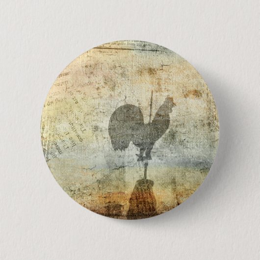 Weather Vane Rooster Ronde Button 5,7 Cm (Voorkant)