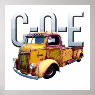 Weatherde antiek cabine boven vrachtwagen poster