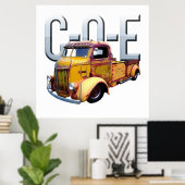Weatherde antiek cabine boven vrachtwagen poster (Thuiskantoor)