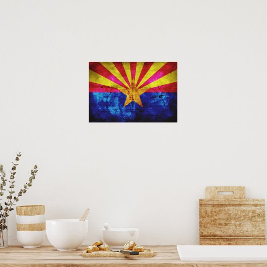 Weathered Arizona Flag Poster (Keuken)