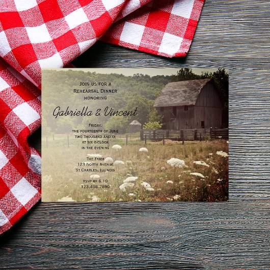 Weathered Barn Country Wedding Rehearsal Dinner Kaart