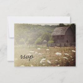 Weathered Barn Country Wedding RSVP Response Kaart