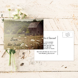 Weathered Barn Country Wedding Save the Date Aankondigingskaart