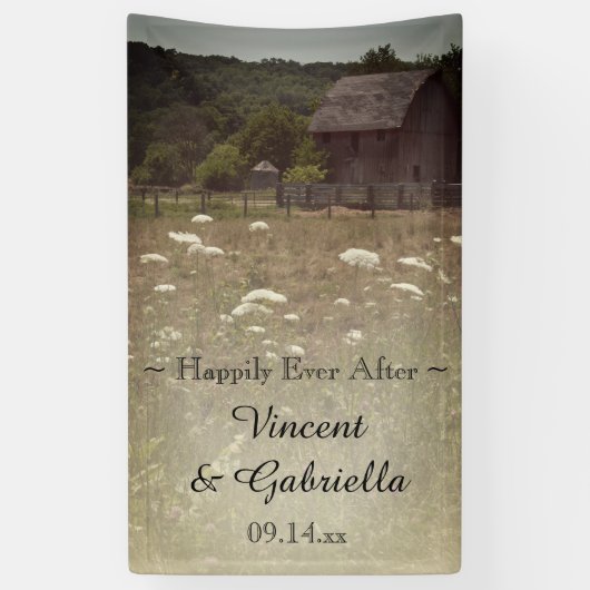 Weathered Barn Country Wedding Spandoek (Verticaal)