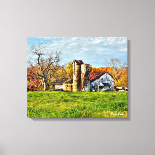 Weathered Barn in het najaar Canvas Afdruk