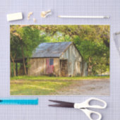 Weathered Barn met een Amerikaanse vlag Tissuepapier (Craft)