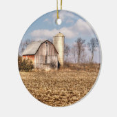 Weathered Barn & Silo op Cornfield Keramisch Ornament (Links)