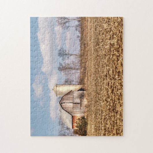Weathered Barn & Silo op Cornfield Legpuzzel (Verticaal)