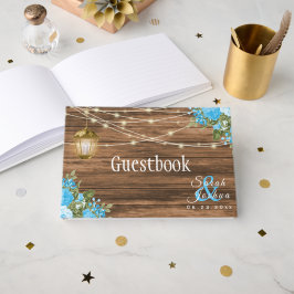 Weathered Barn Wood - Baby Blue Flower Gastenboek
